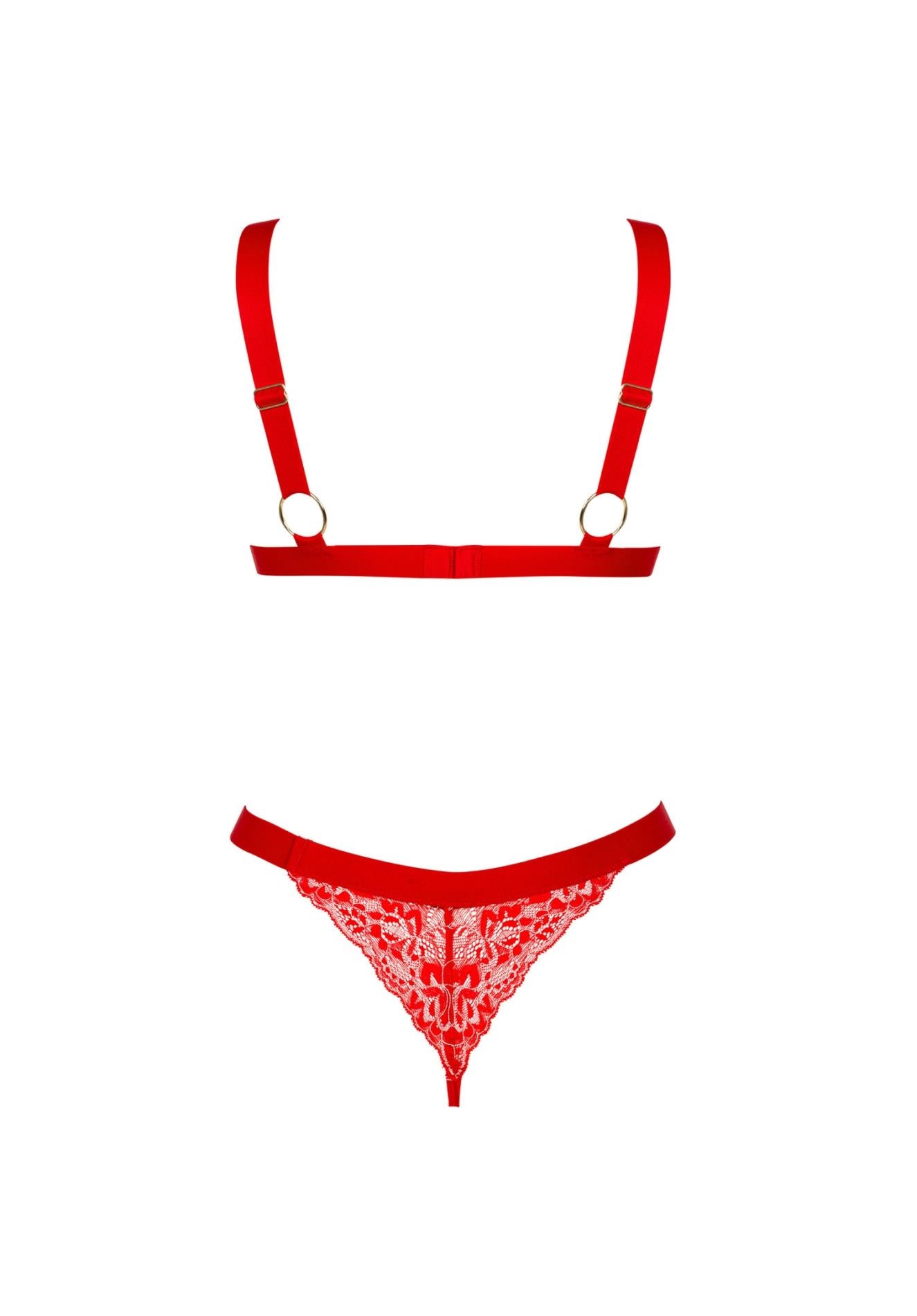 Set lenjerie erotică Obsessive Elianes roșu XL/2XL
