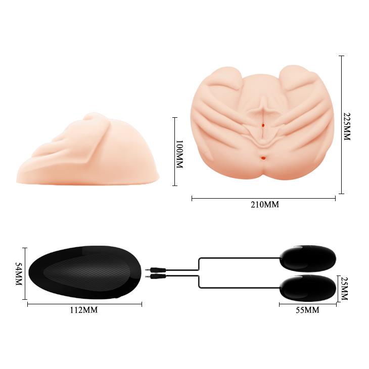 Masturbator realist Crazy Bull cu vagin și anus, vibrator, culoarea pielii, 22 cm