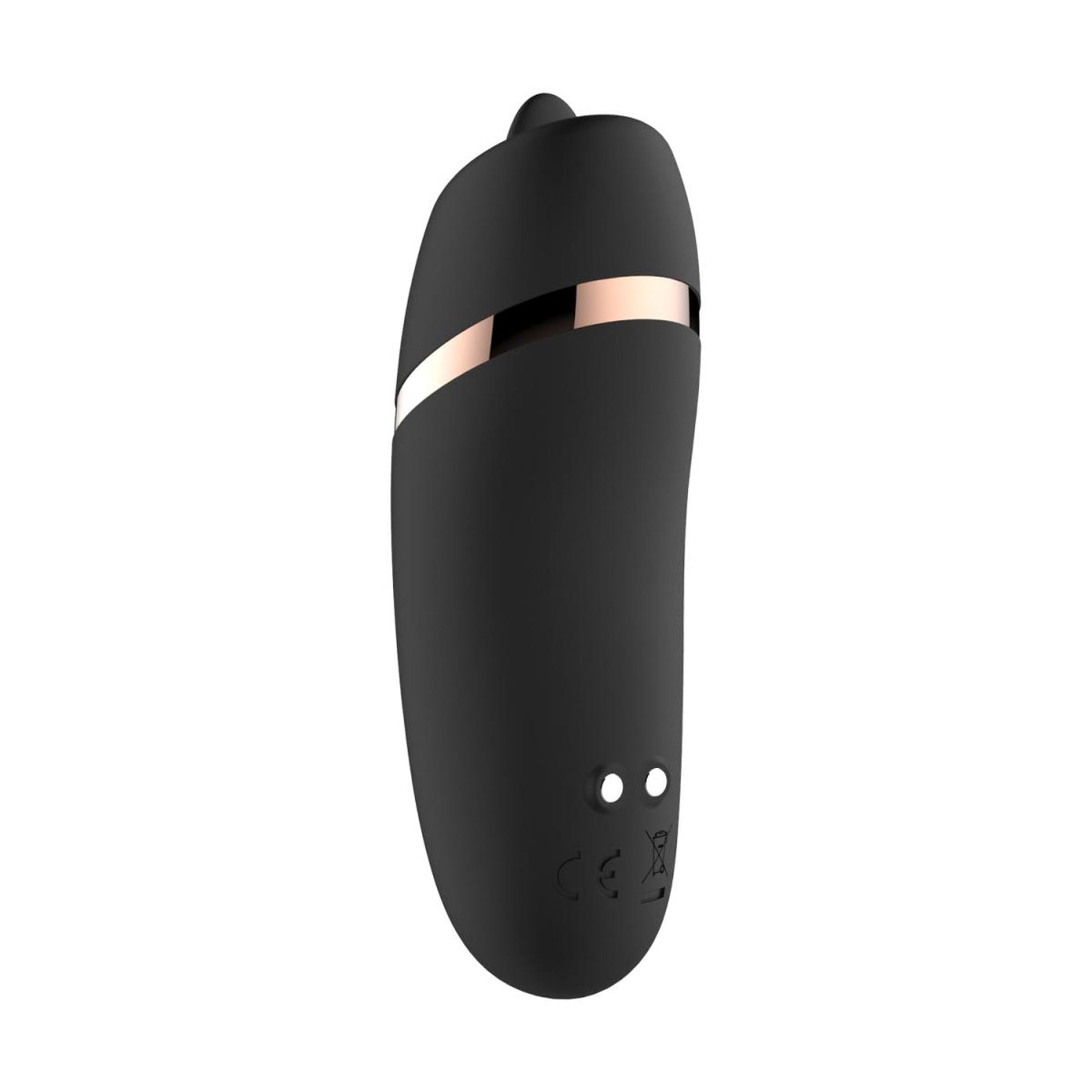 Stimulator de lins Rosy Gold cu carcasă de încărcare, negru