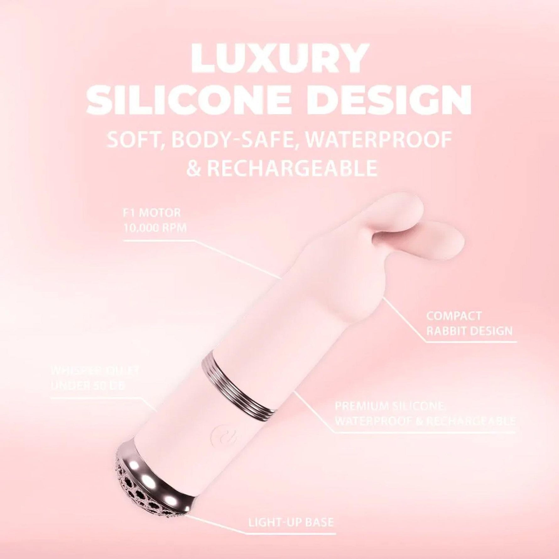 Vibrator Reve Loveline Mini Bunny din silicon roz, 11 cm