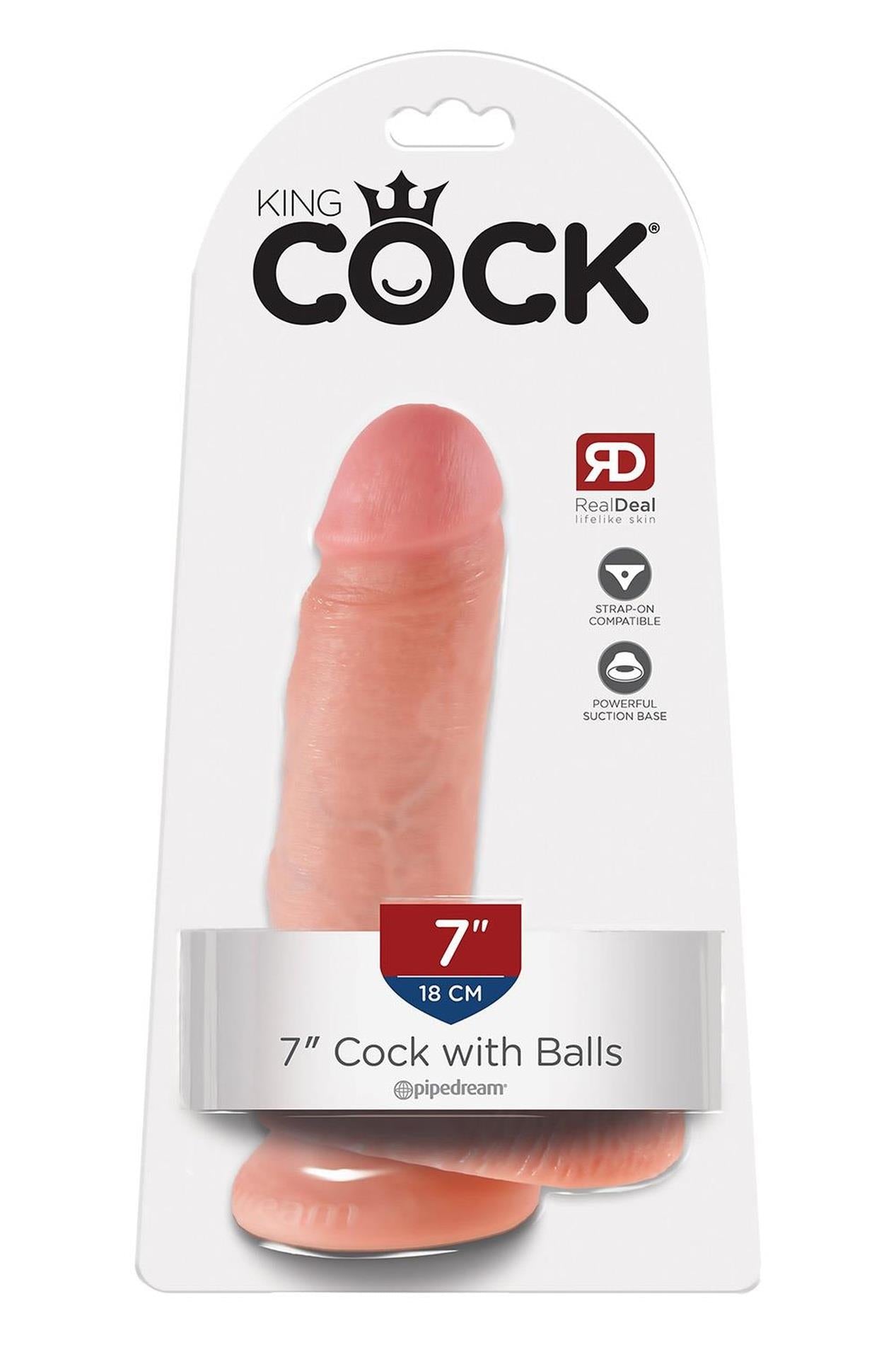 Dildo King Cock 18 cm cu testicule, transparent Pipedream