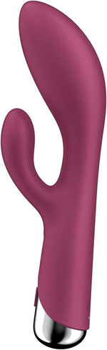 Vibrator rotativ Satisfyer Spinning Rabbit 1 cu USB, culoare roșie, tip iepuraș