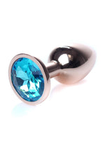 Bijuterii anale din oțel MyLove Toys cu diamant, albastru deschis, 7 cm