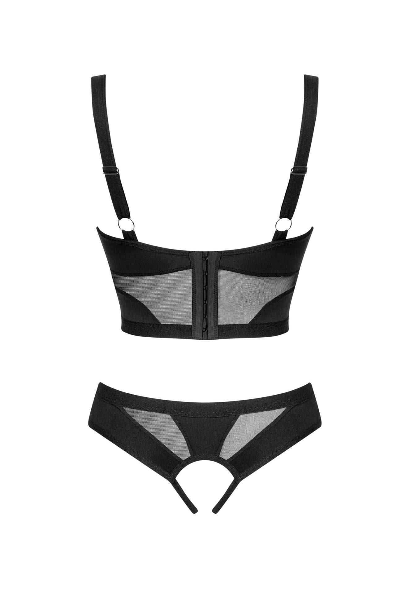 Set lenjerie neagră deschisă Obsessive Chic Amoria XS/S