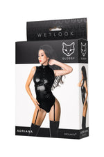 Body Adriana lucios cu aspect ud, negru XL