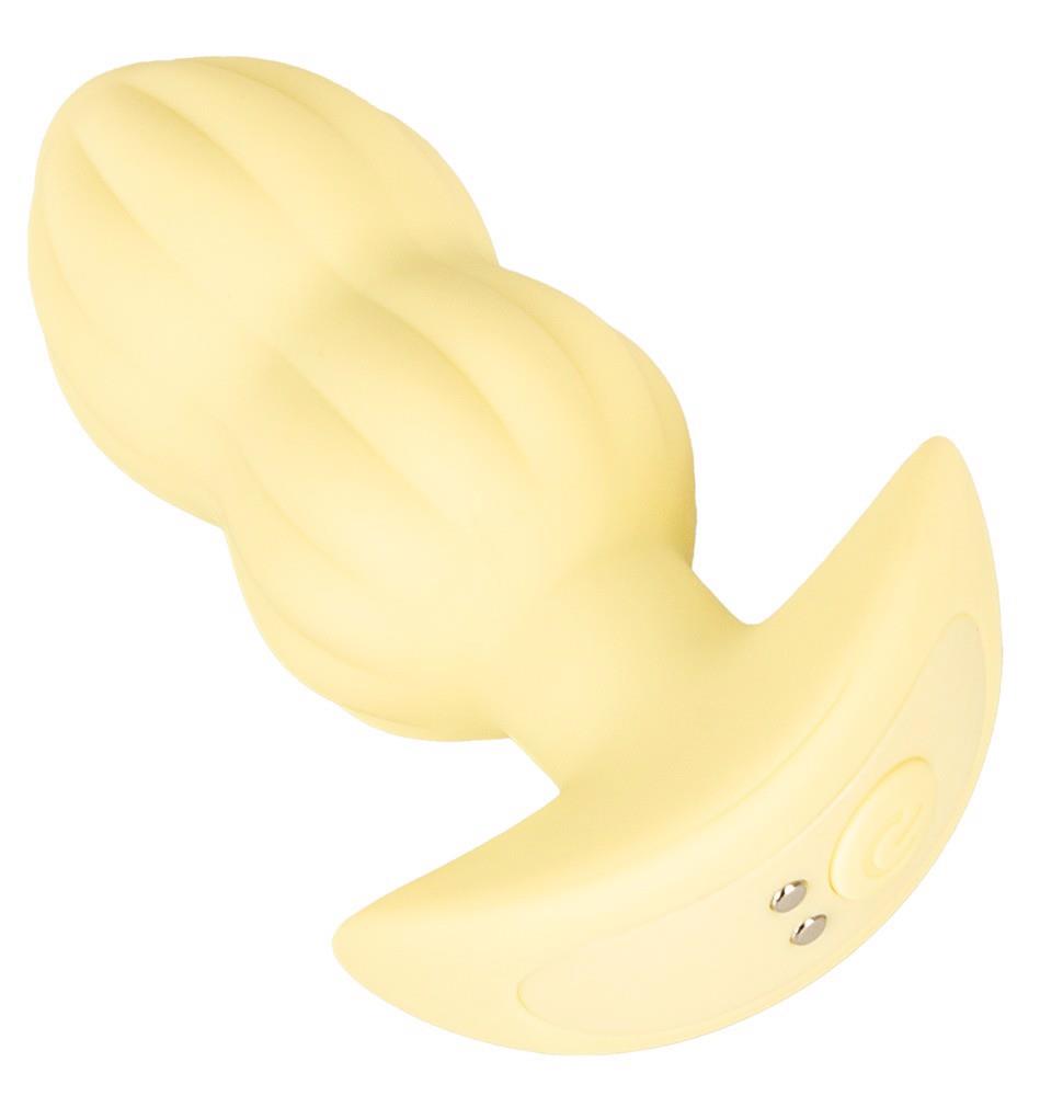 Plug vibrant Cuties din silicon galben, 7 moduri, USB, 8 cm