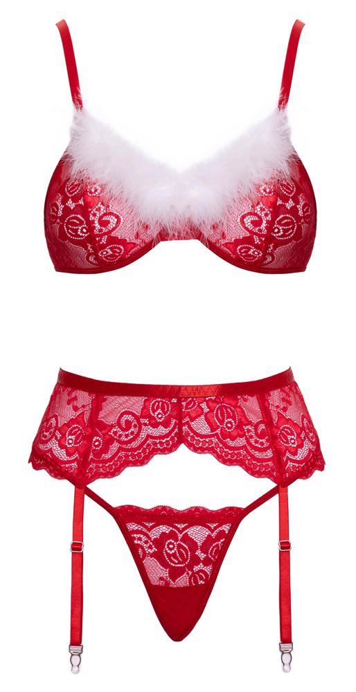 Set de lenjerie intimă Cottelli Christmas L/XL roșu