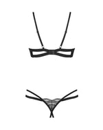 Set lenjerie intimă Obsessive Nutris cu deschidere neagră XL 2XL