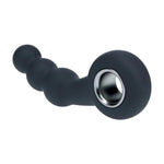 Masaj de prostată cu perle vibratoare Levelz și buclă din silicon, negru, 15 cm
