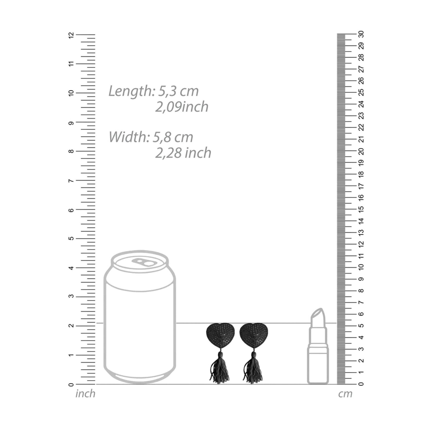 Au! Ciucuri pentru sfârcuri cu inimă, negre, 6,3 cm