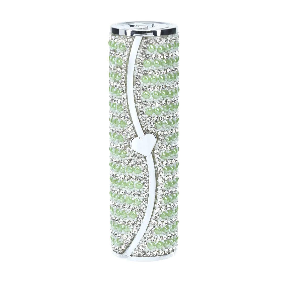 Vibrator mini ruj Loveline verde cu 4 vârfuri USB