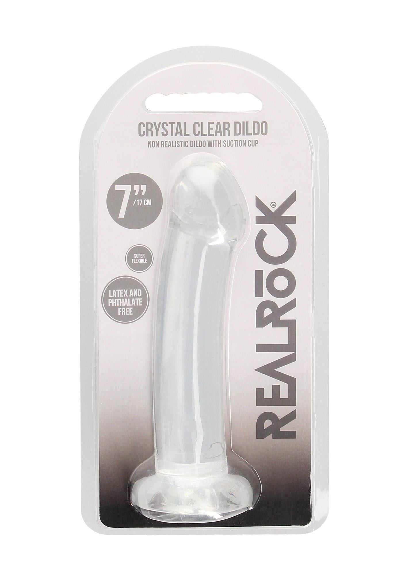 Dildo RealRock transparent, nerealist, cu ventuză, 17 cm