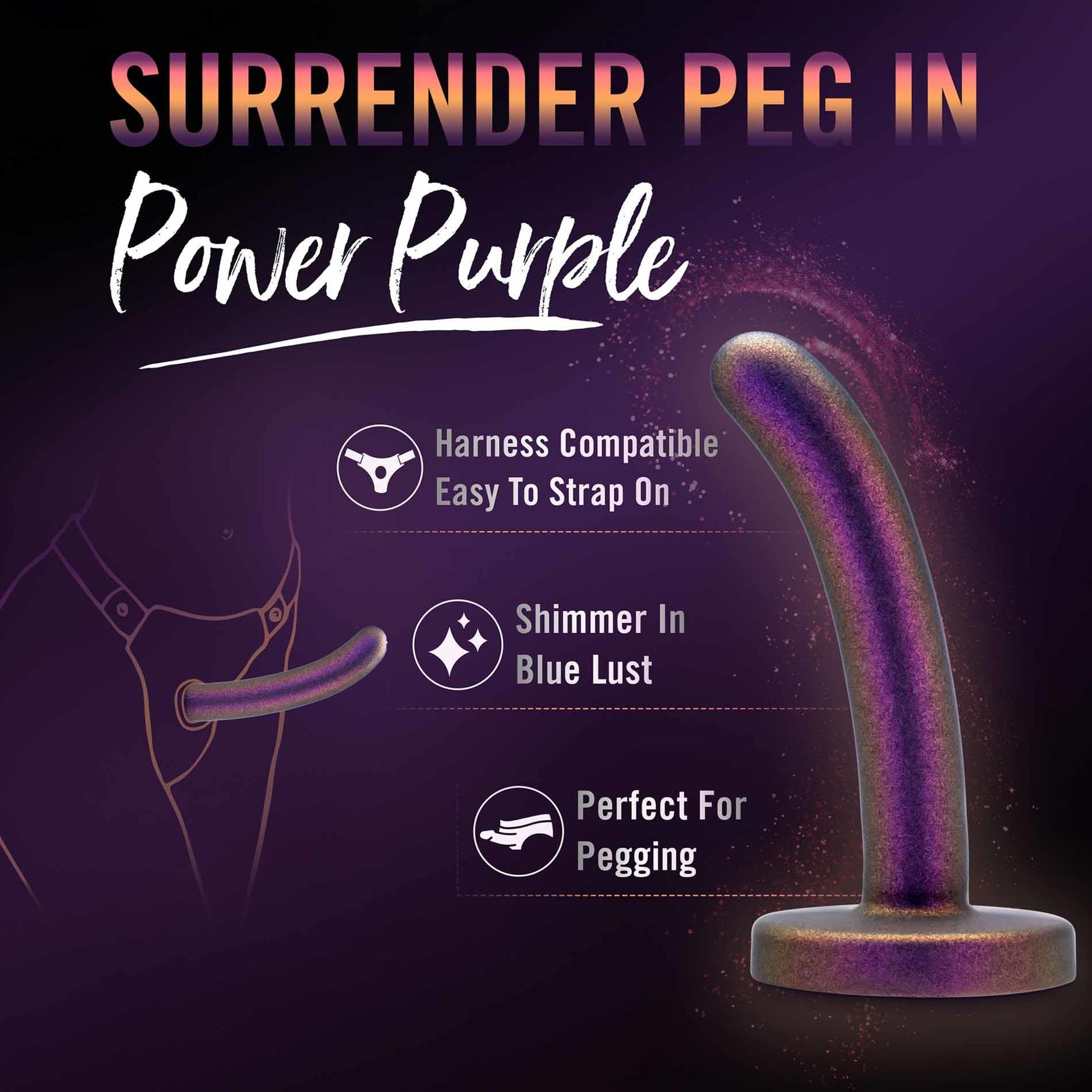Dildo Temptasia Surrender Peg pentru începători din silicon, violet, 12 cm