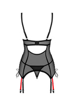 Corset Glandez cu tanga Obsessive negru cu accente roșii XS/S