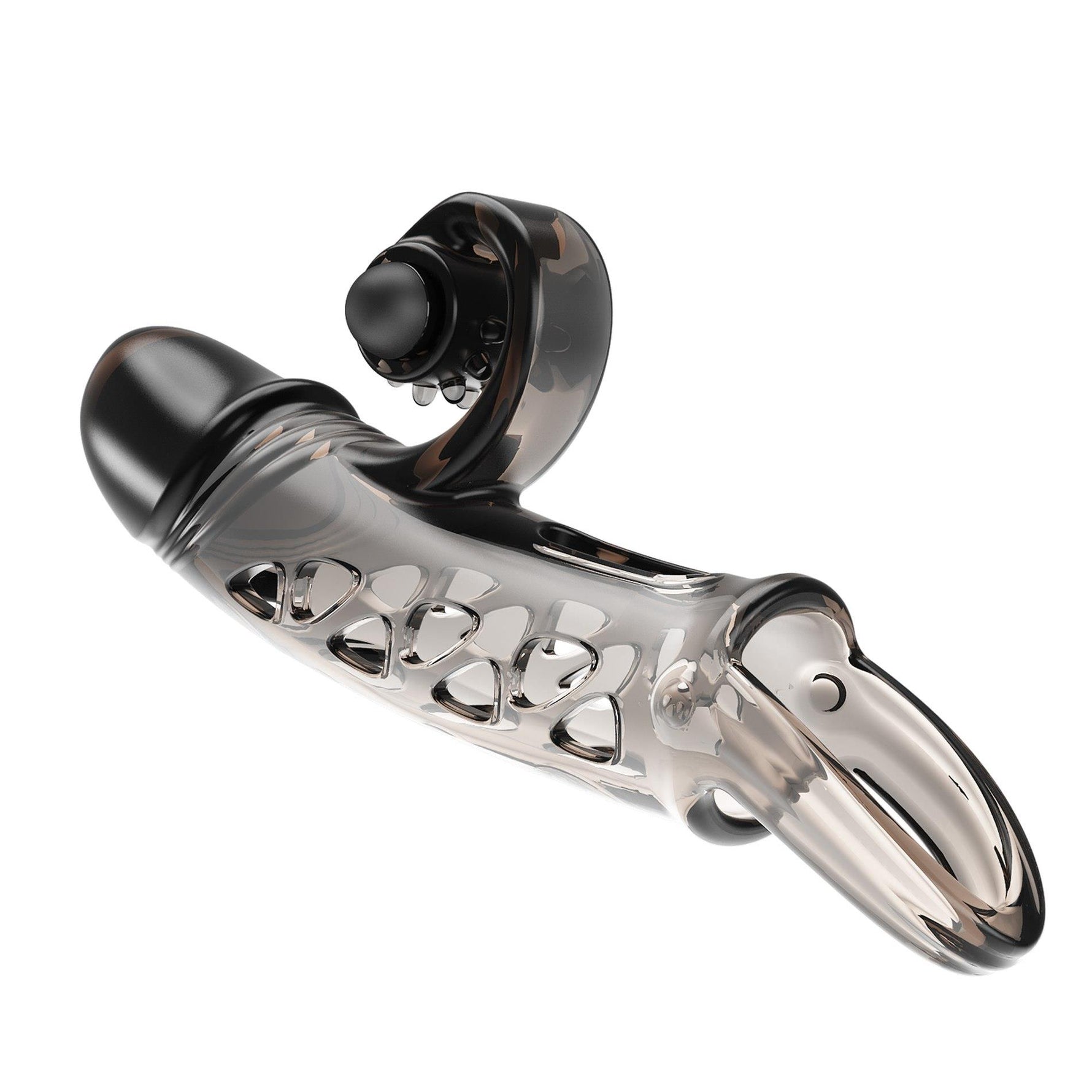 Extensor vibrant pentru penis Romance cu stimulator, negru