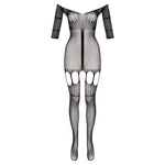 Ciorapi Christine Black Bodystocking cu portjartier