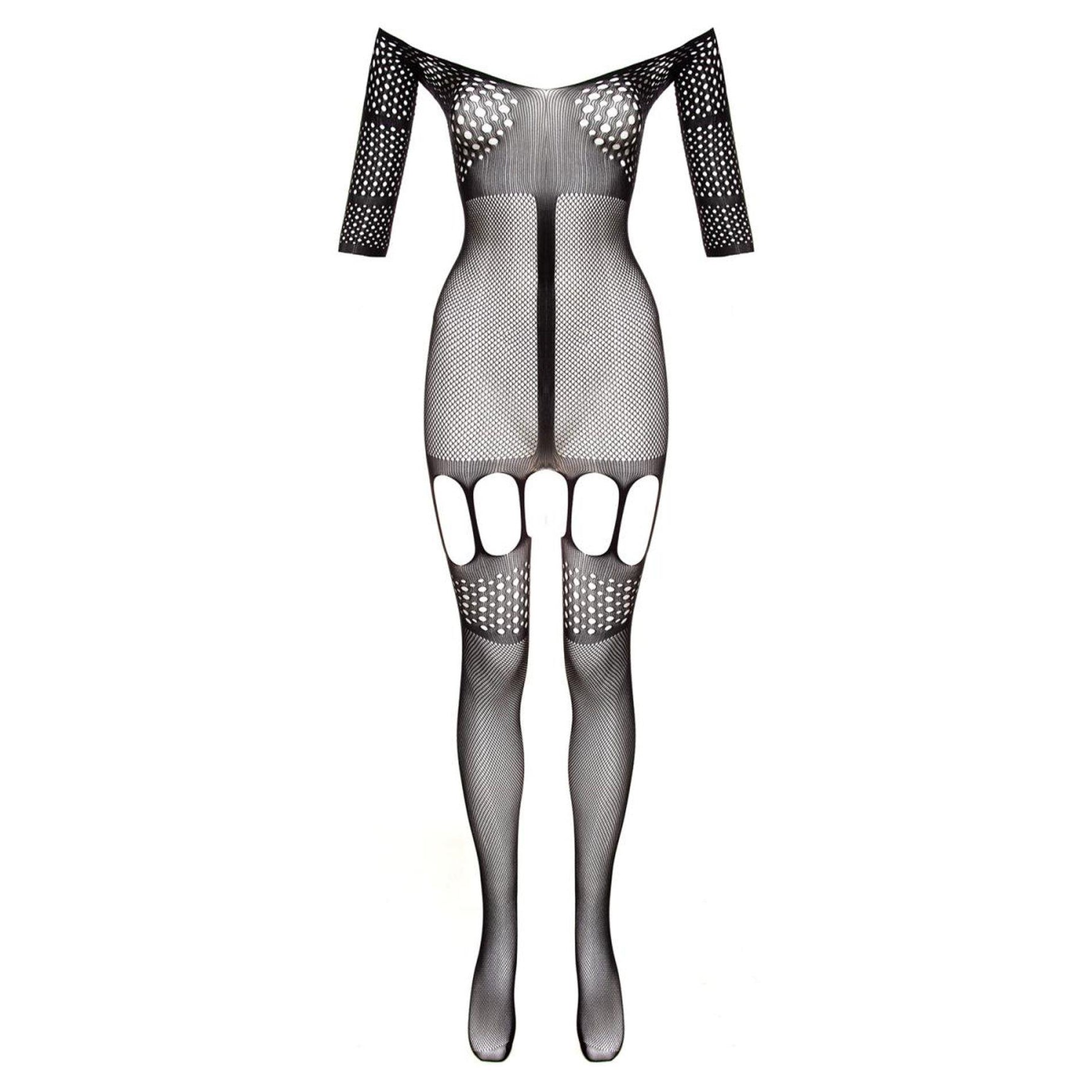 Ciorapi Christine Black Bodystocking cu portjartier