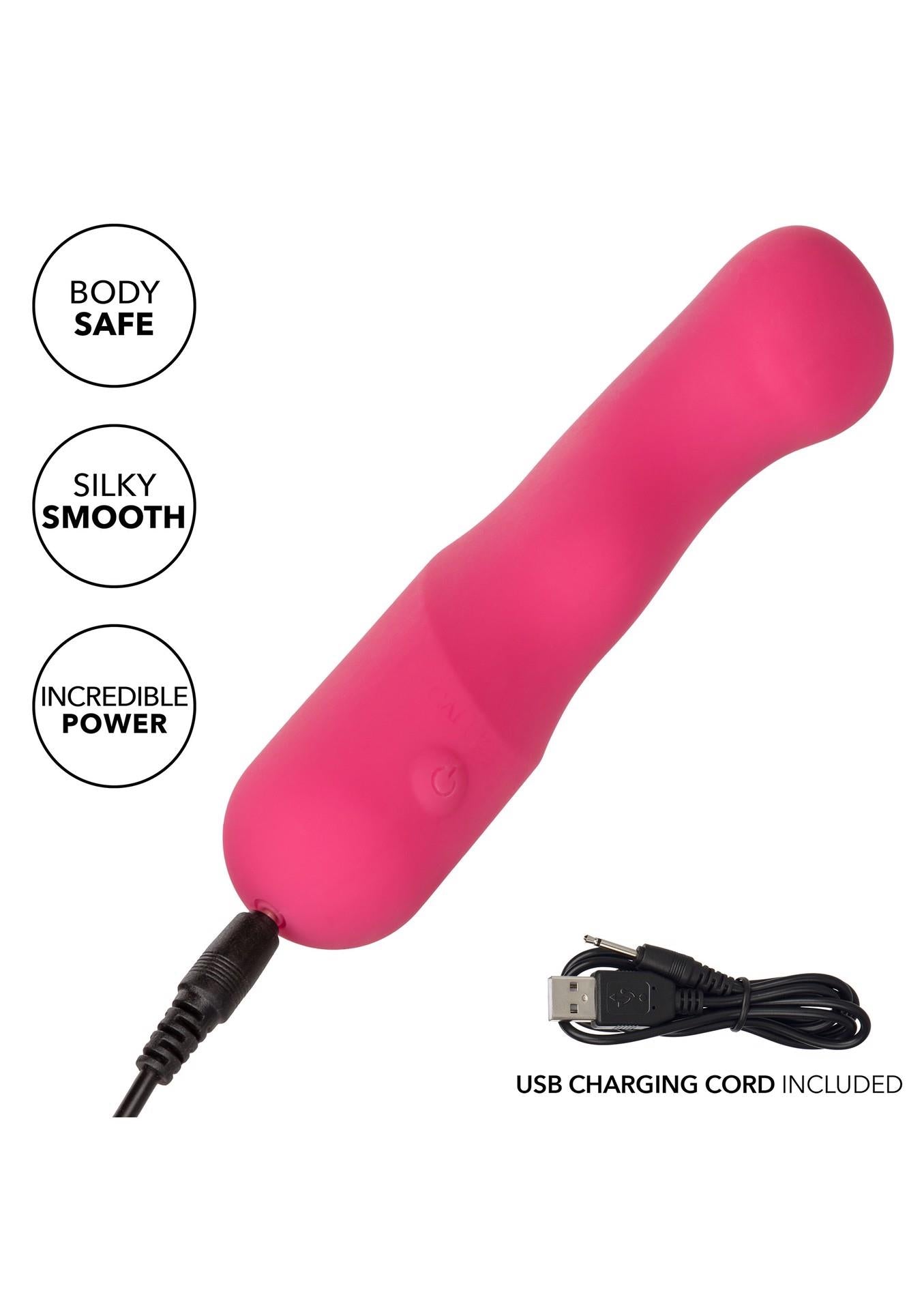 Vibrator Pixies Curvy din silicon, roz, USB, 10,75 cm