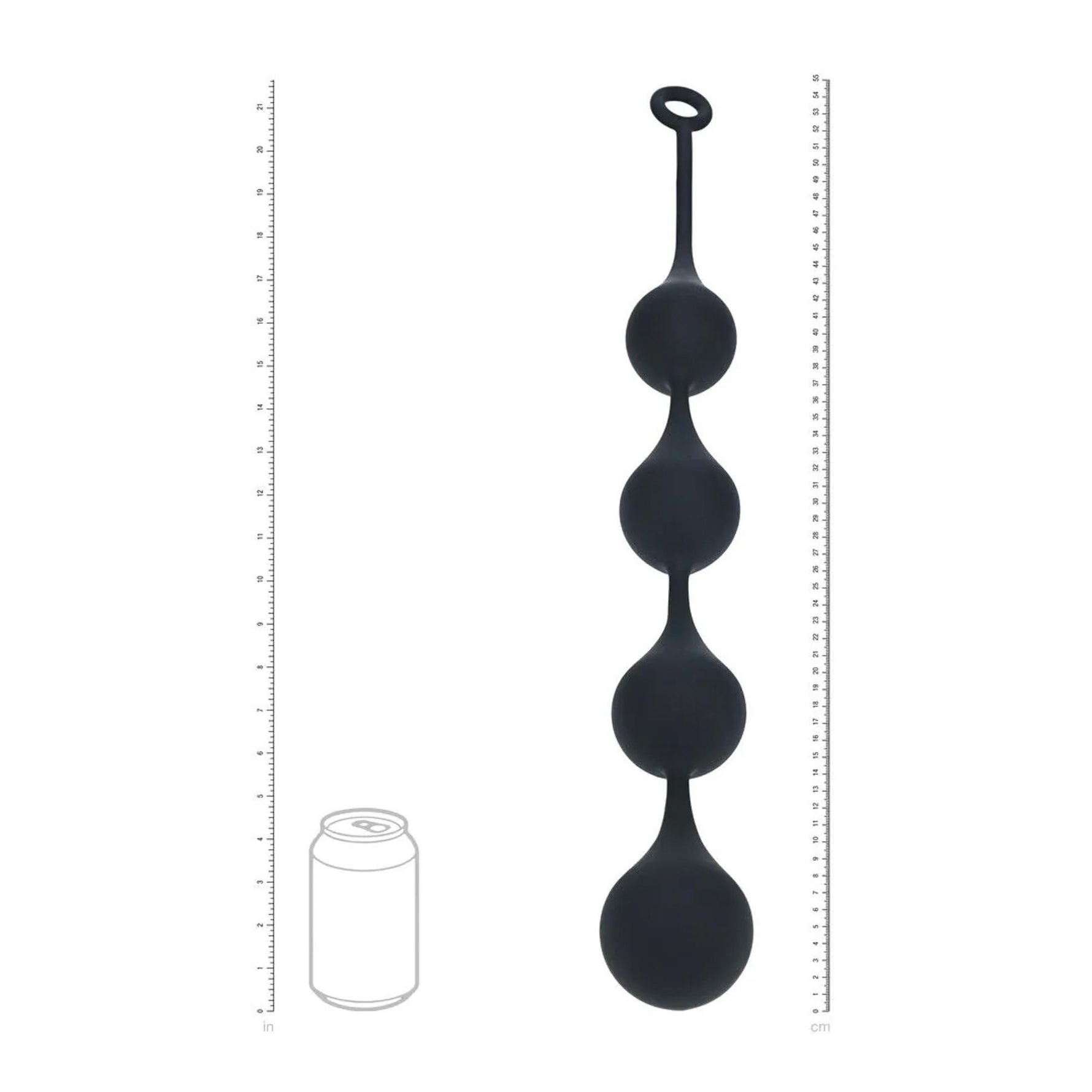Perle anale Levelz XXL din silicon cu picătură de apă, negre, 57 cm