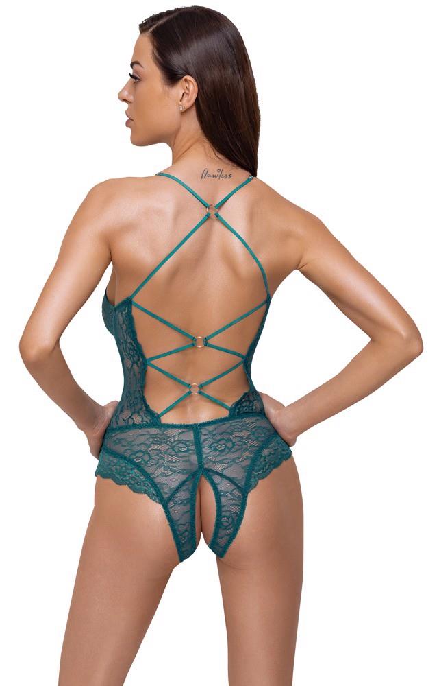 Body Ouvert Cottelli LINGERIE din dantela petrol L