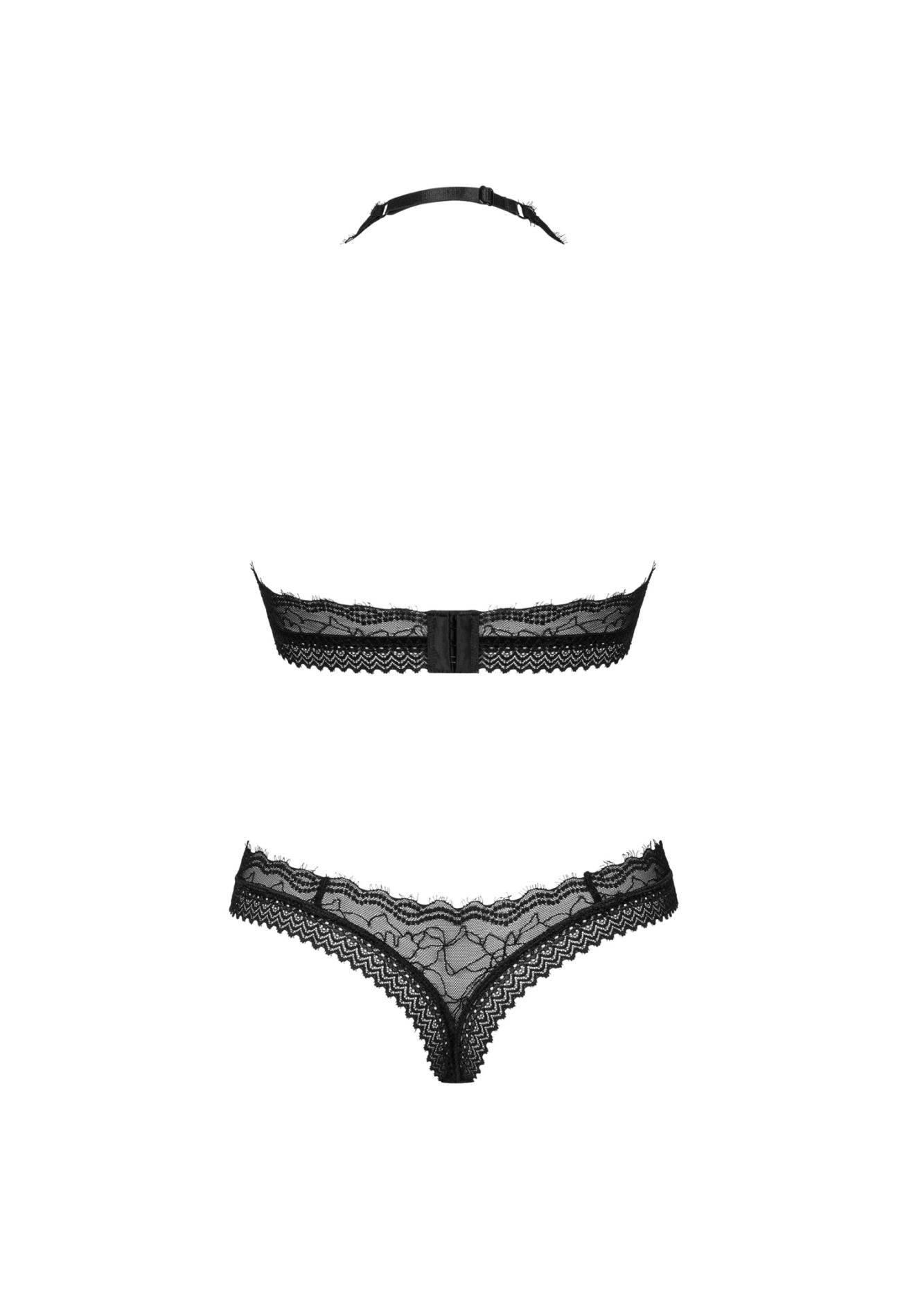 Set lenjerie erotică din dantelă neagră Medilla Obsessive M/L
