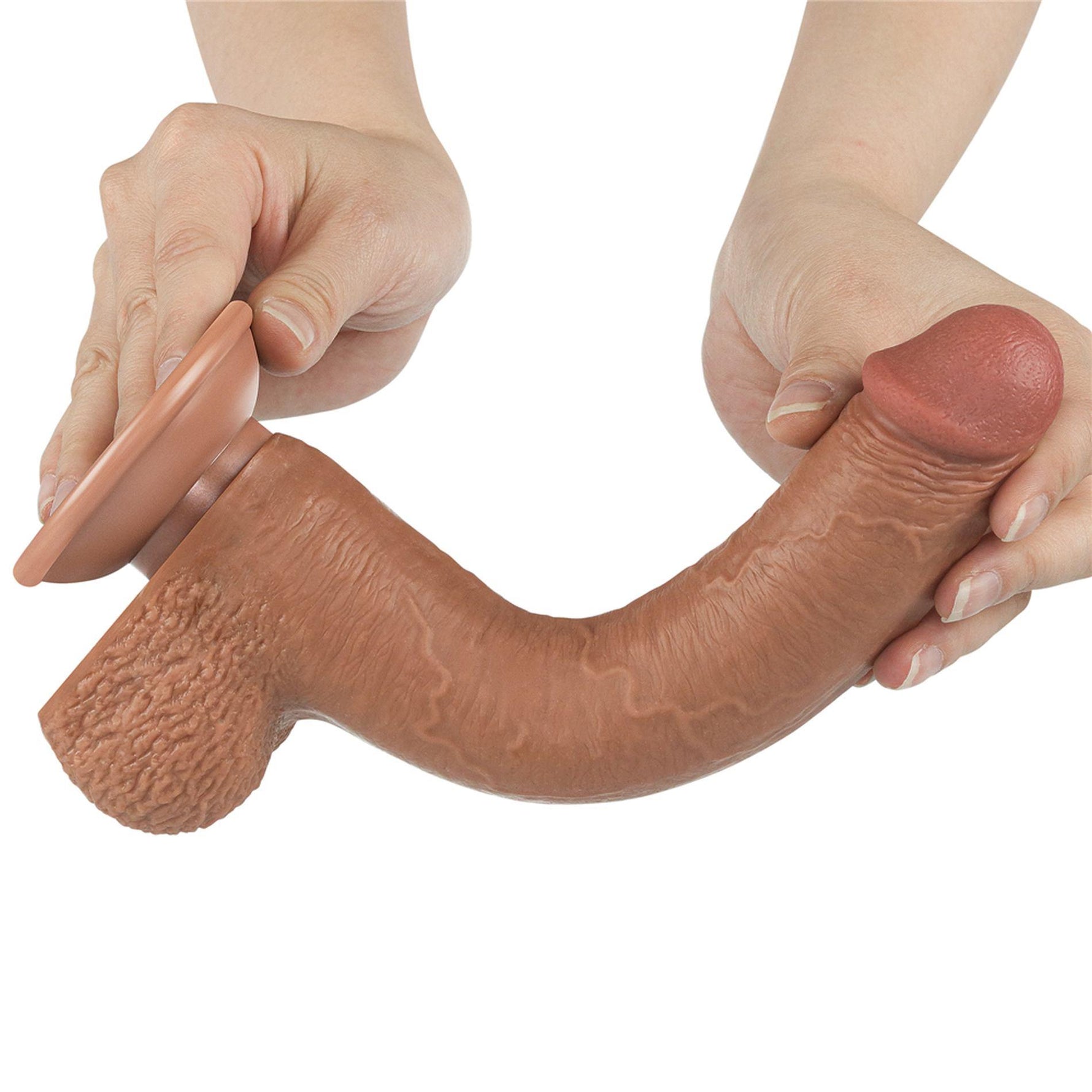 Dildo realist Lovetoy cu piele glisantă maro 23 cm