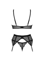 Set de lenjerie intimă Obsessive Chemeris, 3 piese, negru, mărime XL/2XL