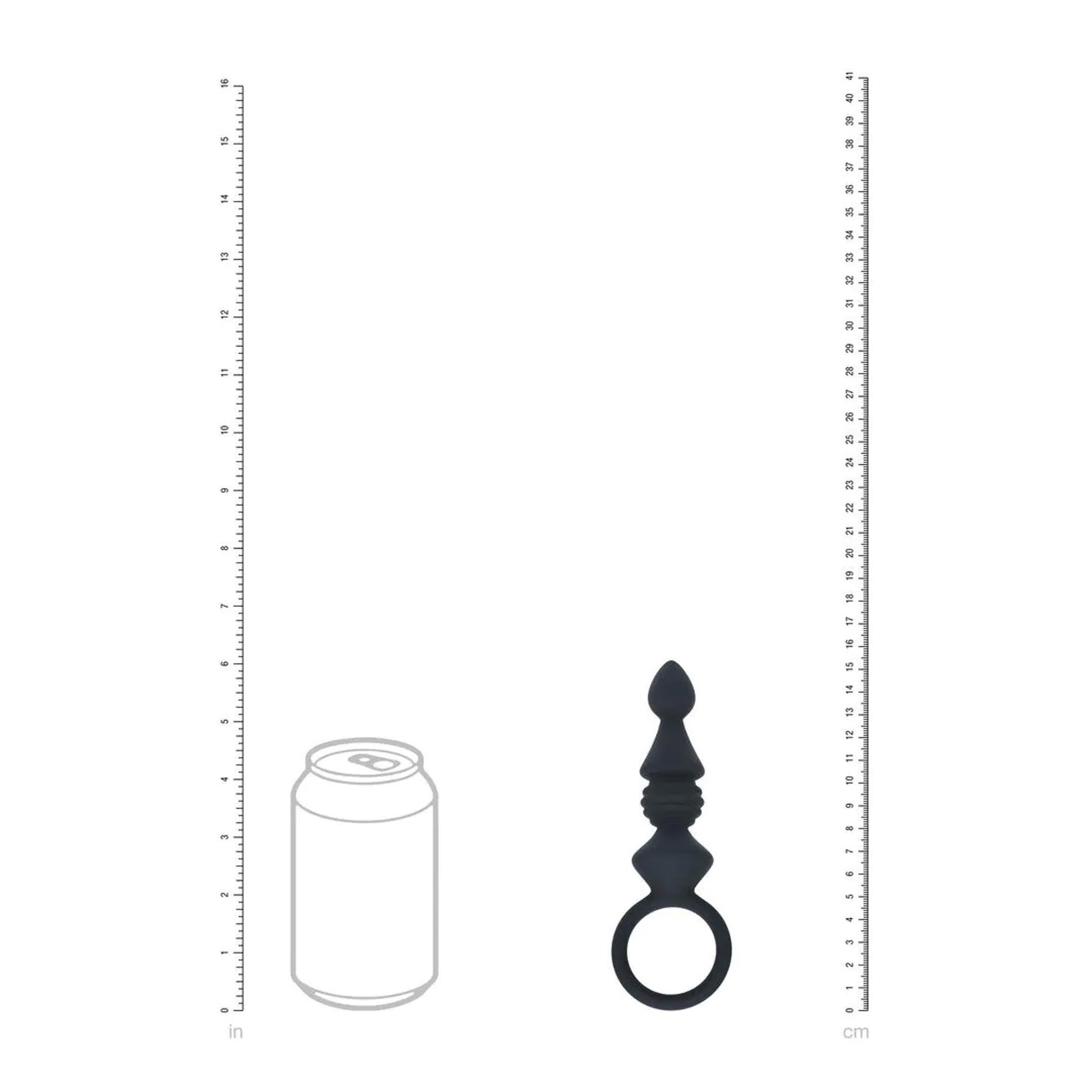 Sondă anală din silicon negru cu nervuri și buclă