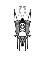 Corset cu cupe deschise Dominna și tanga Obsessive L/XL