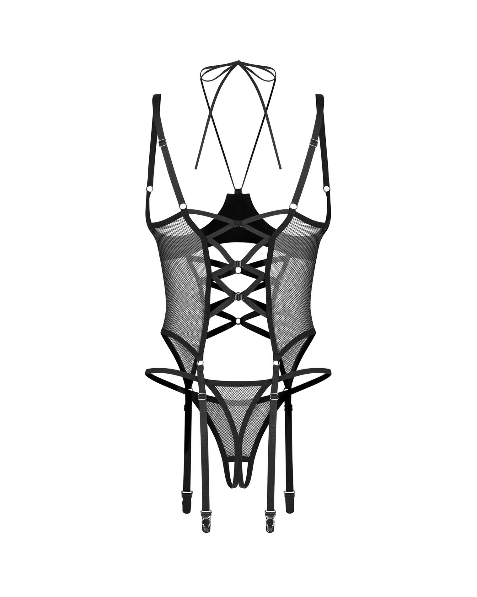 Corset cu cupe deschise Dominna și tanga Obsessive L/XL