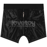 Pantaloni scurți Lovetoy cu strap-on, negri, talie 40-43 inci