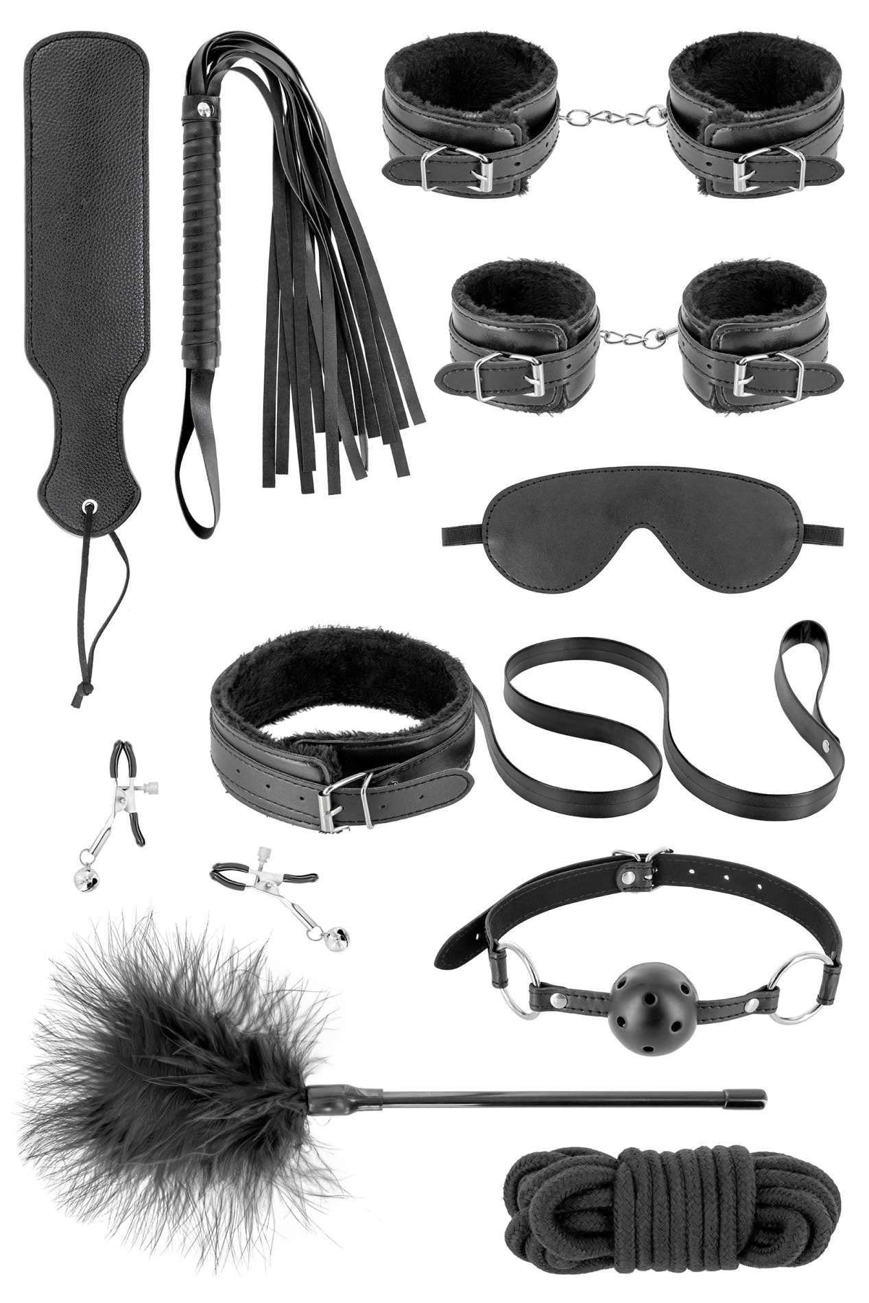 Kit de bondage Fetish Tentation din piele vegană cu 10 piese