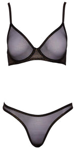 Set lenjerie intimă Cottelli LINGERIE negru cu sclipici auriu 80B