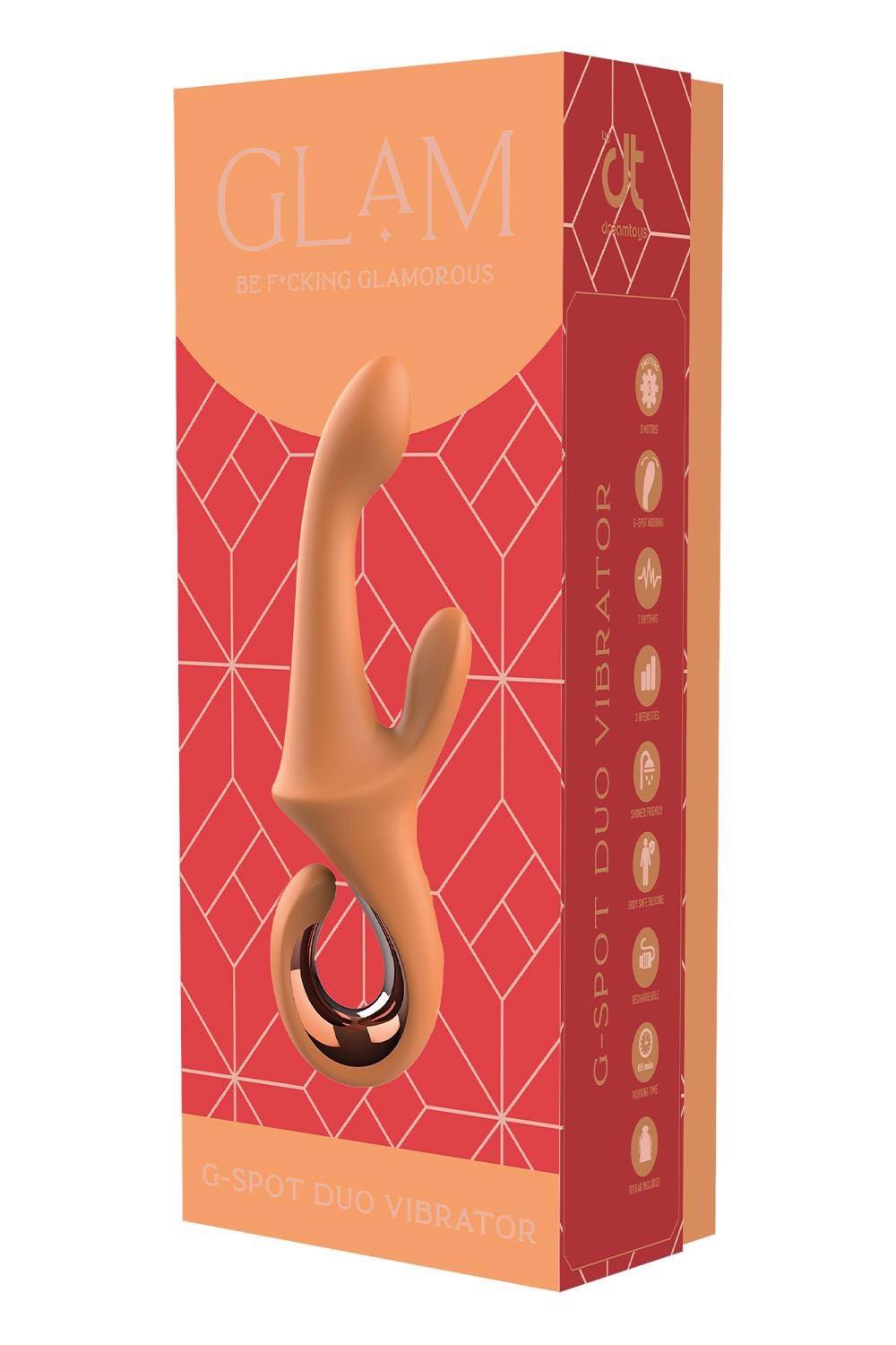 Vibrator Glam Dreamtoys din silicon cu USB pentru punctul G, tip iepuraș