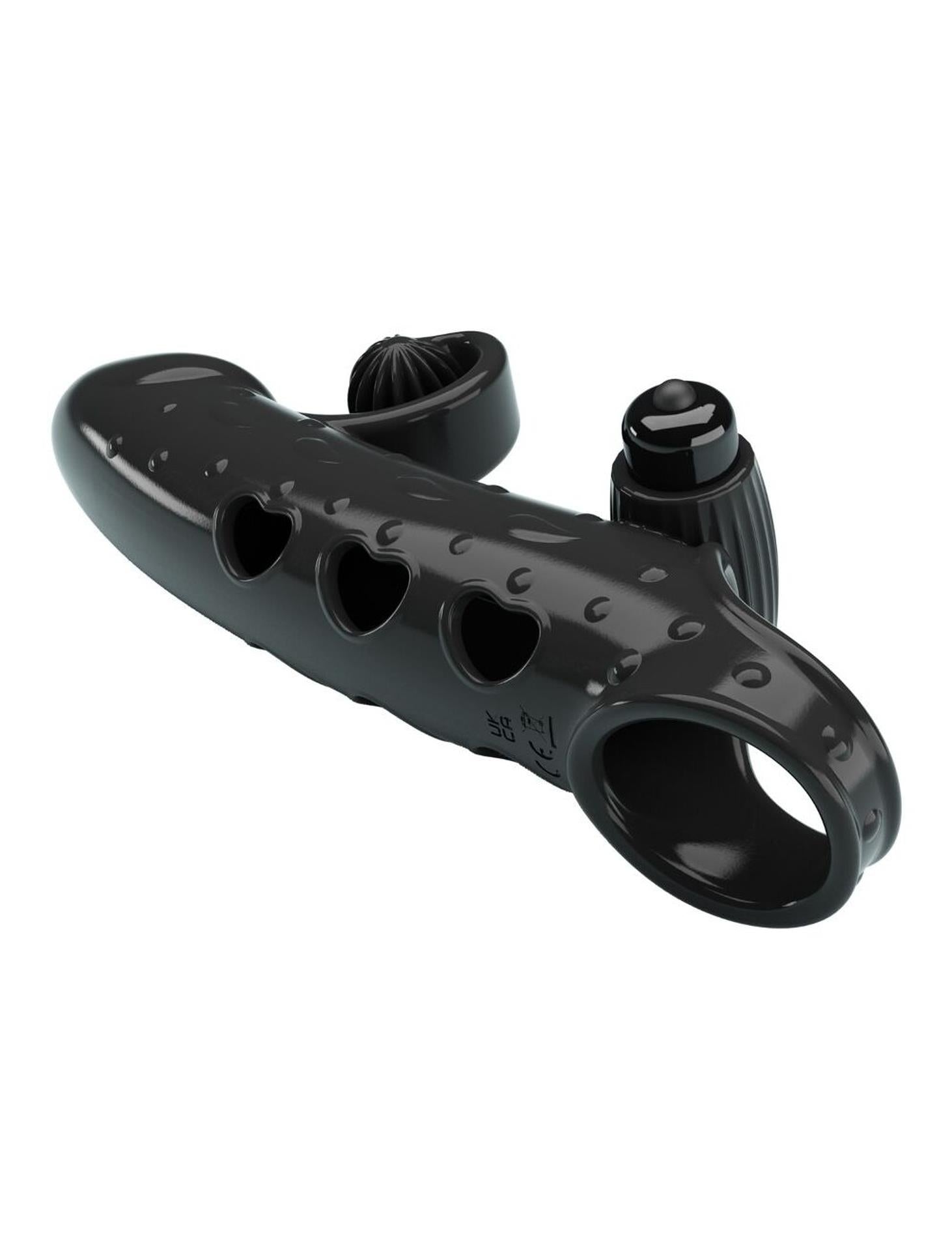 Extensor vibrant pentru penis Romance, negru, realist