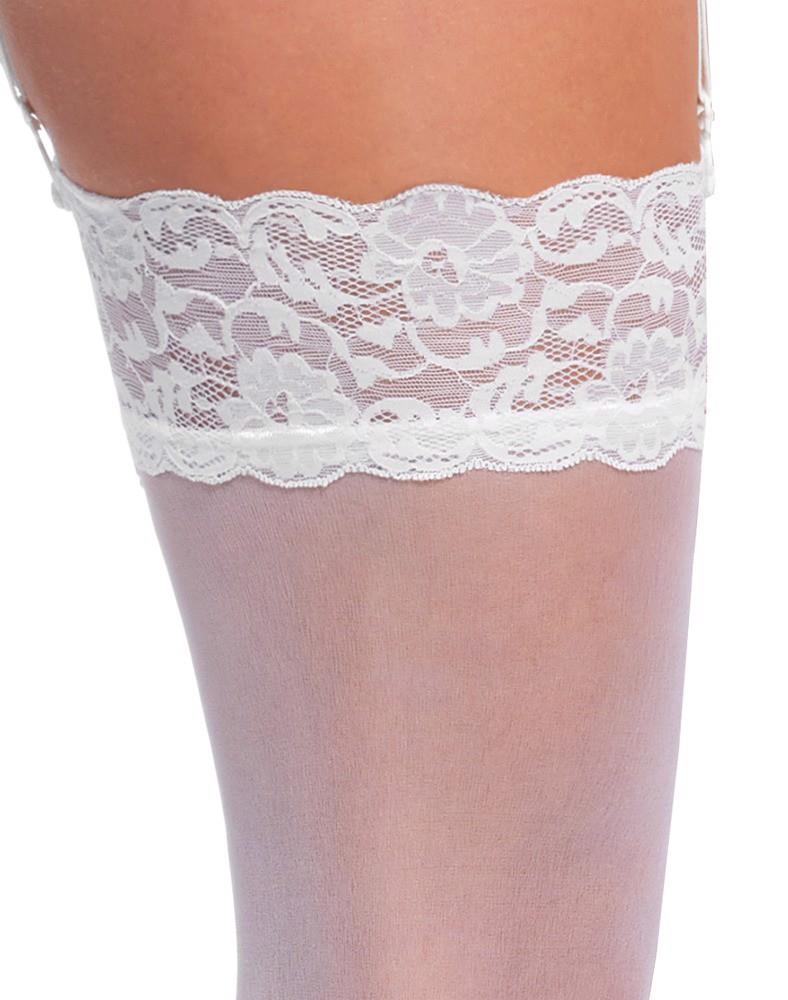 Ciorapi Cottelli LEGWEAR din dantelă albi, mărimea S