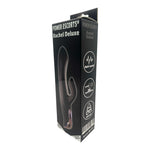 Vibrator Rachel Deluxe Power Escorts Bunny, silicon negru, USB, 23 cm