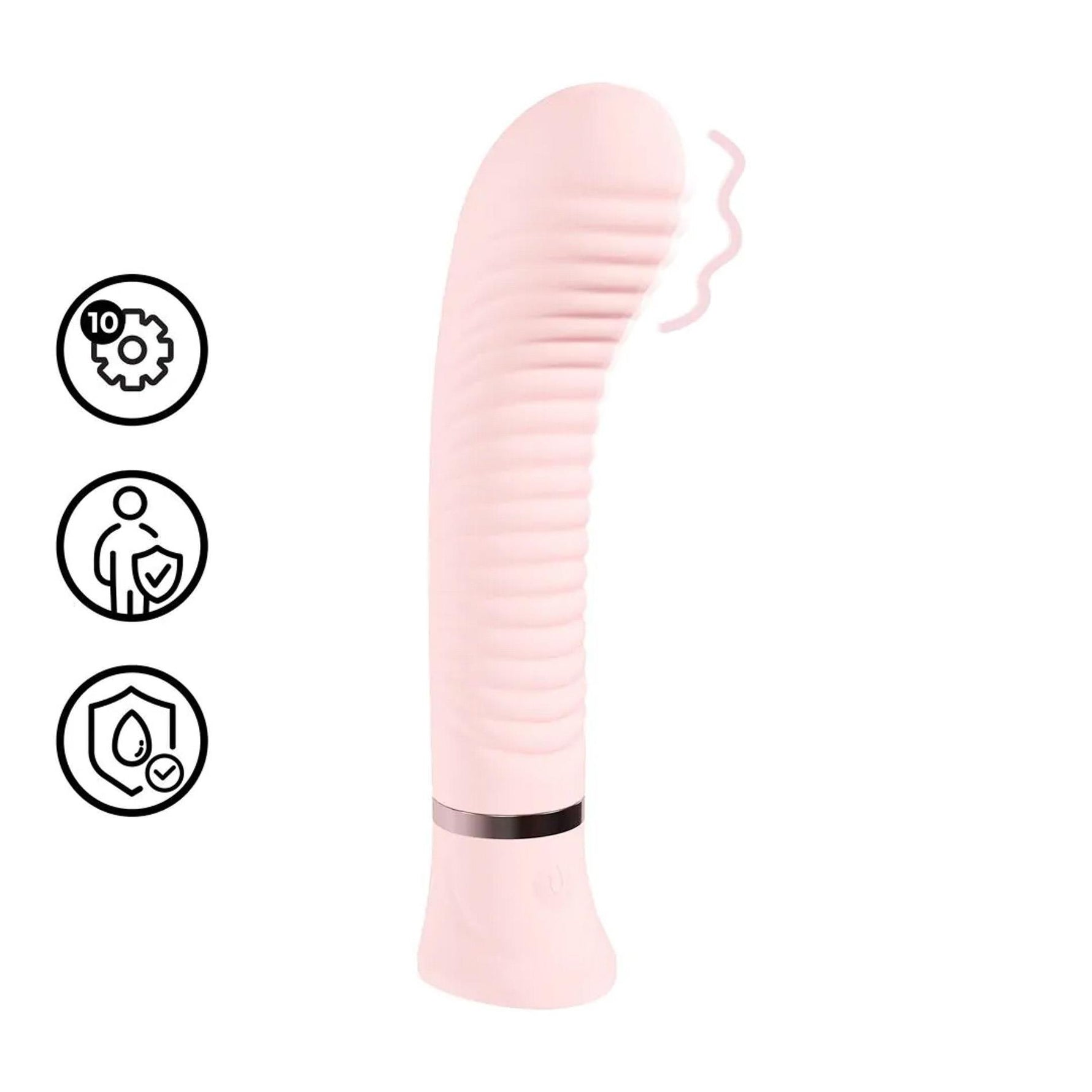 Vibrator Loveline Divine din silicon cu nervuri pentru punctul G, roz, 16 cm