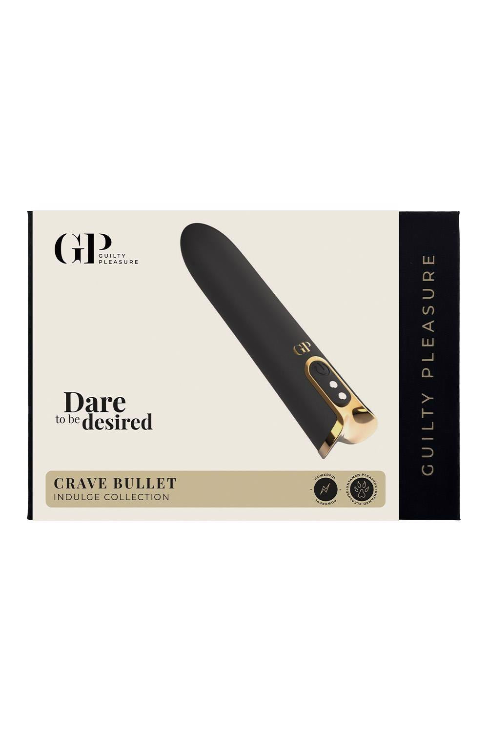 Vibrator Crave Guilty Pleasure Gold Bullet, USB, 10 moduri, impermeabil