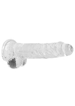 Dildo realist RealRock Crystal Clear cu testicule, transparent, 21 cm