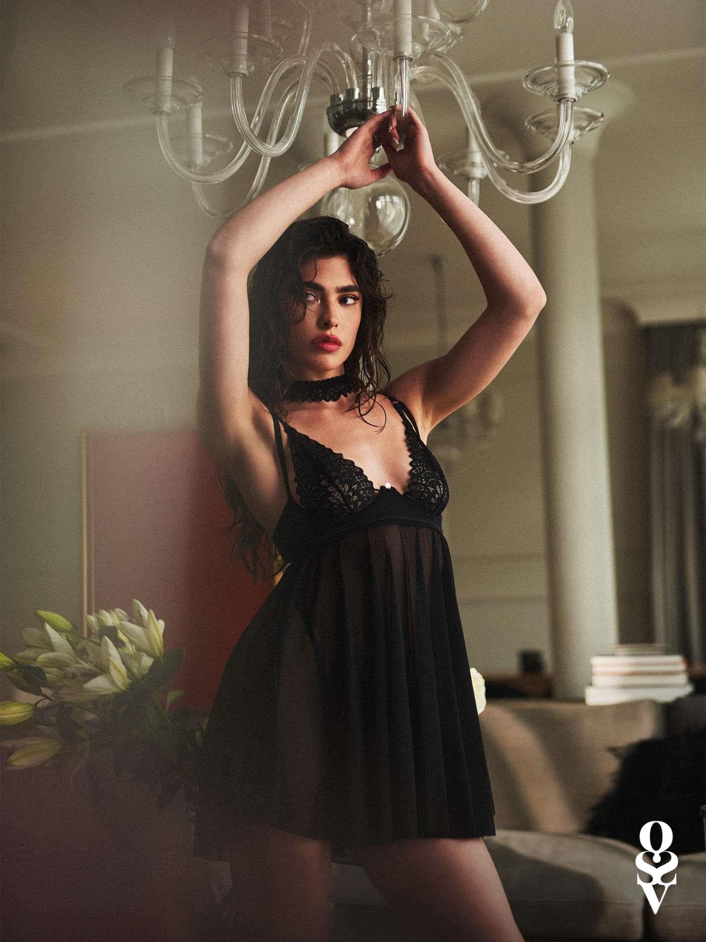 Babydoll din dantelă cu tanga și choker Donarella Obsessive XS/S