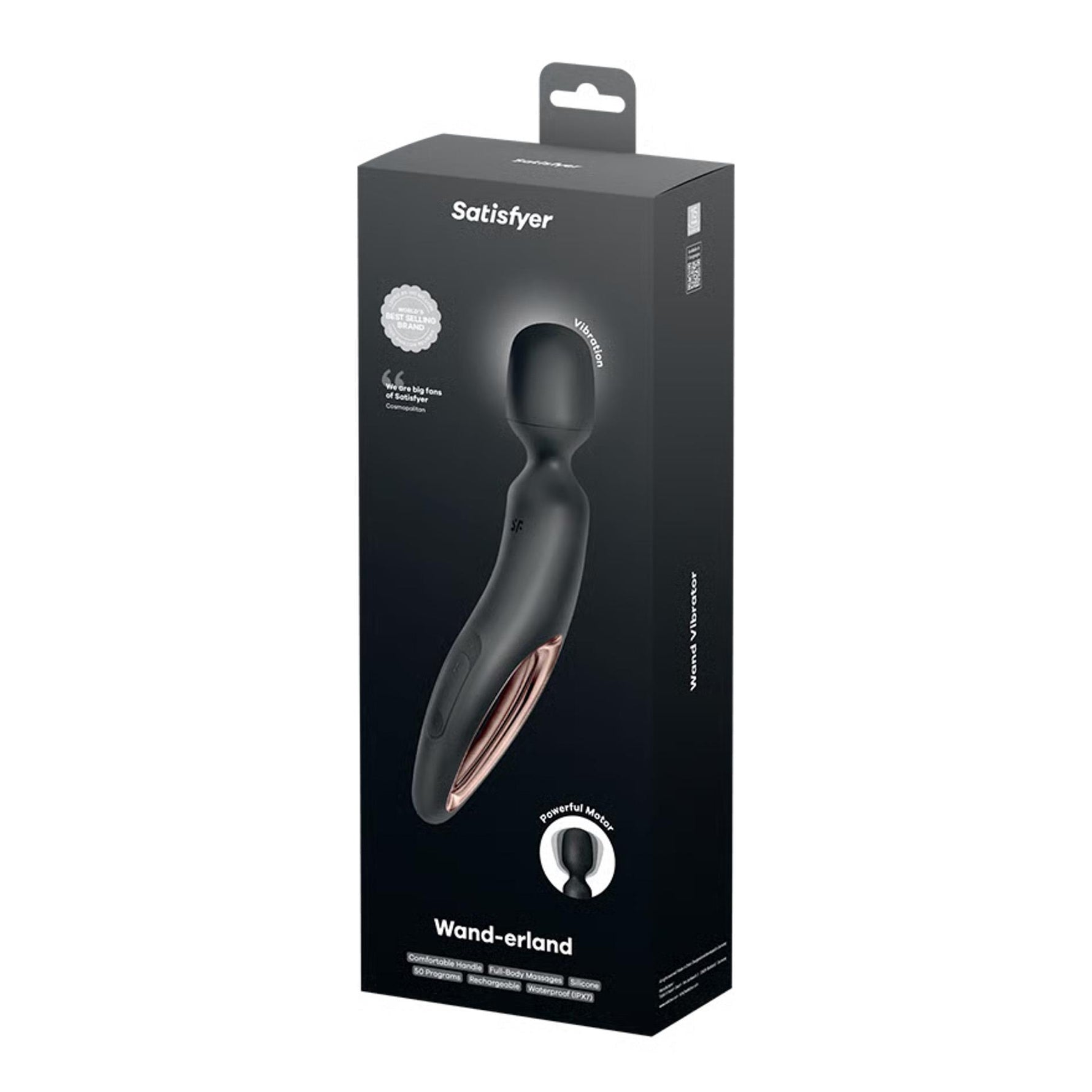 Aparat de masaj cu vibrații Satisfyer Wanderland XXL, negru, auriu-roz, 30 cm, USB