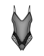 Body deschis Obsessive Blomentis negru XS/S