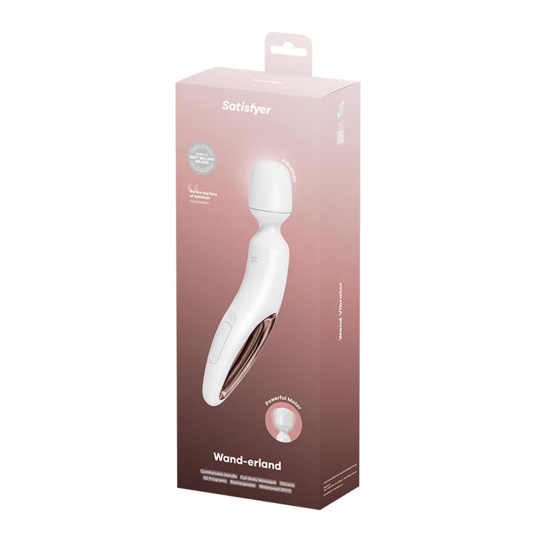Aparat de masaj cu vibrații Satisfyer Wanderland, alb, auriu-roz, XXL, 30 cm, USB
