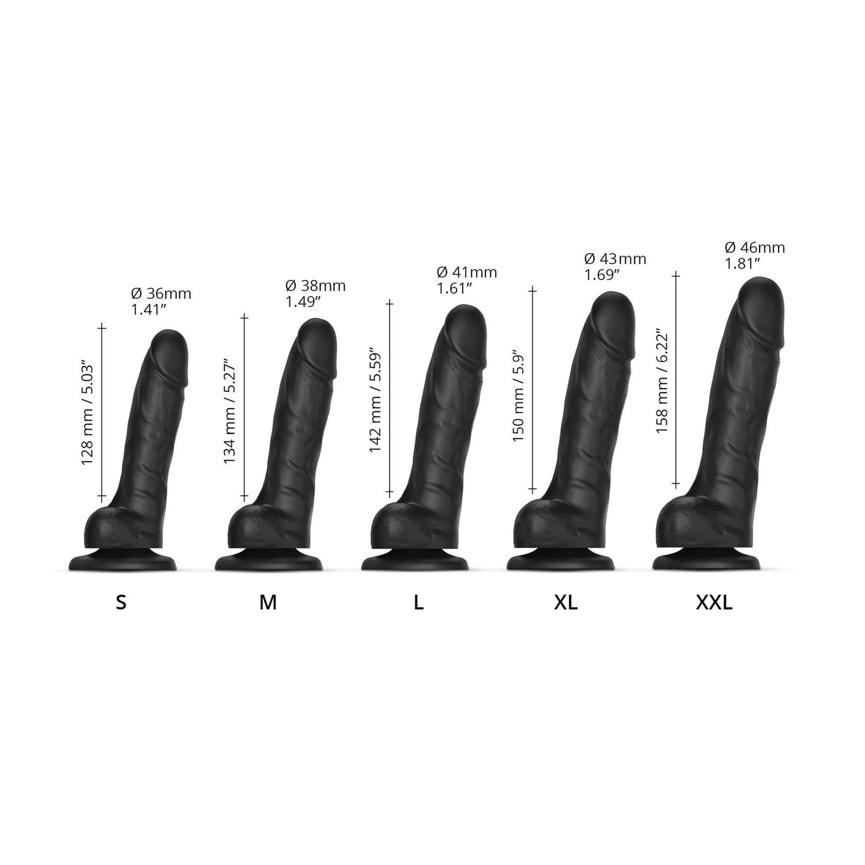 Dildo realist cu strap-on-me, cu alunecare, negru, M