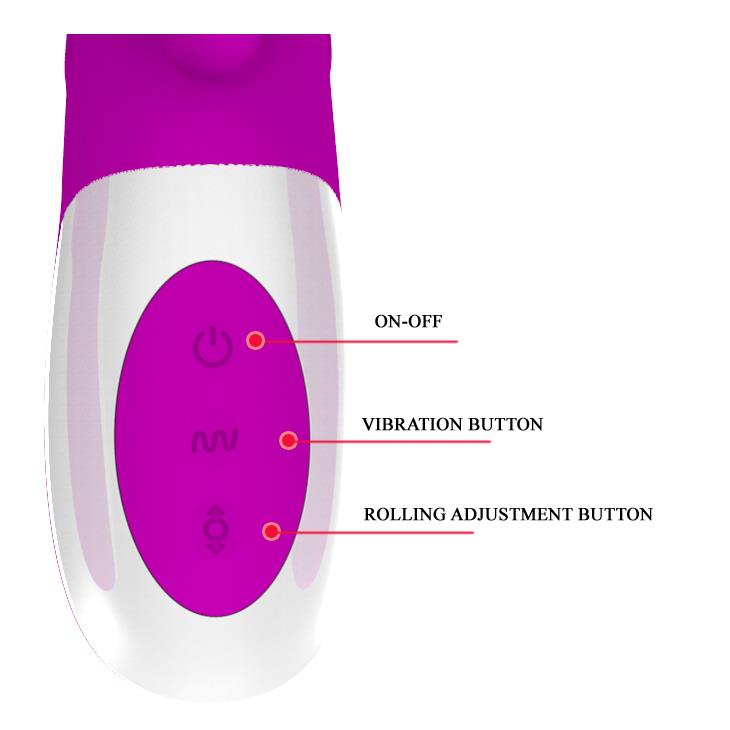 Vibrator USB Pretty Love Adrian din silicon, cu formă de iepuraș, 12 funcții