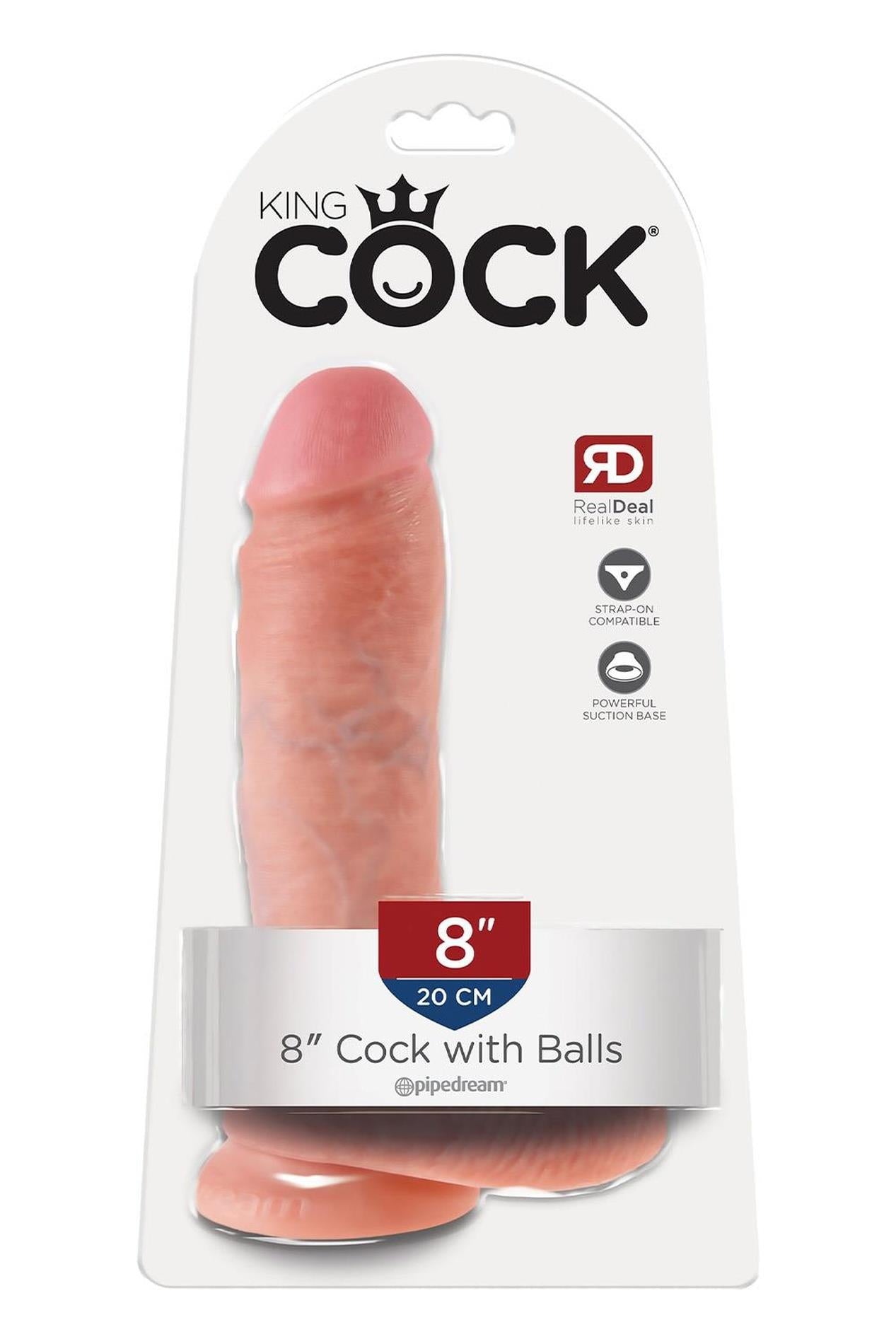 Dildo realist King Cock 20 cm cu testicule Pipedream light