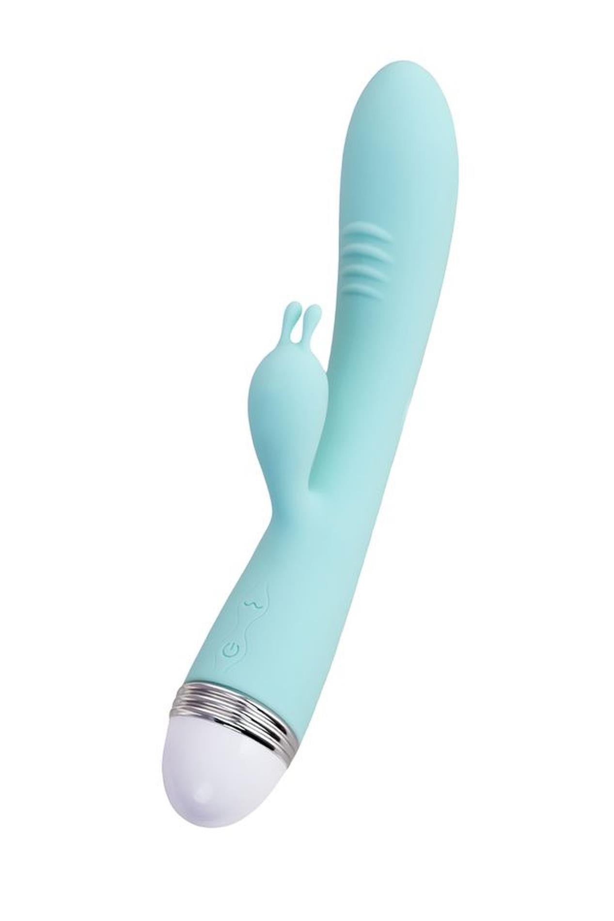Vibrator iepure Flovetta Iris, silicon, mentă, USB, 22 cm
