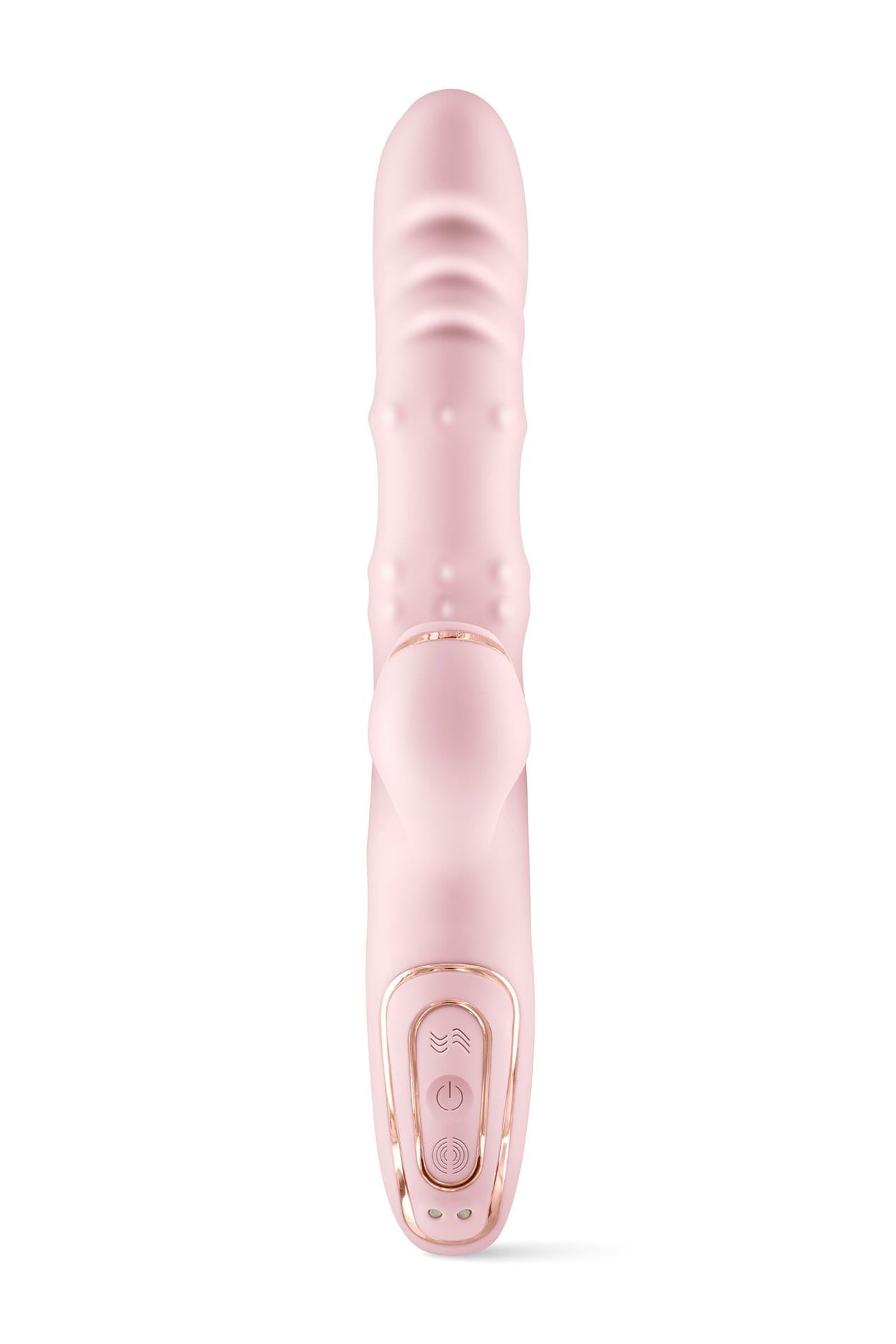 Vibrator elegant 5 în 1 Yoba Bunny, roz pudră, cu USB