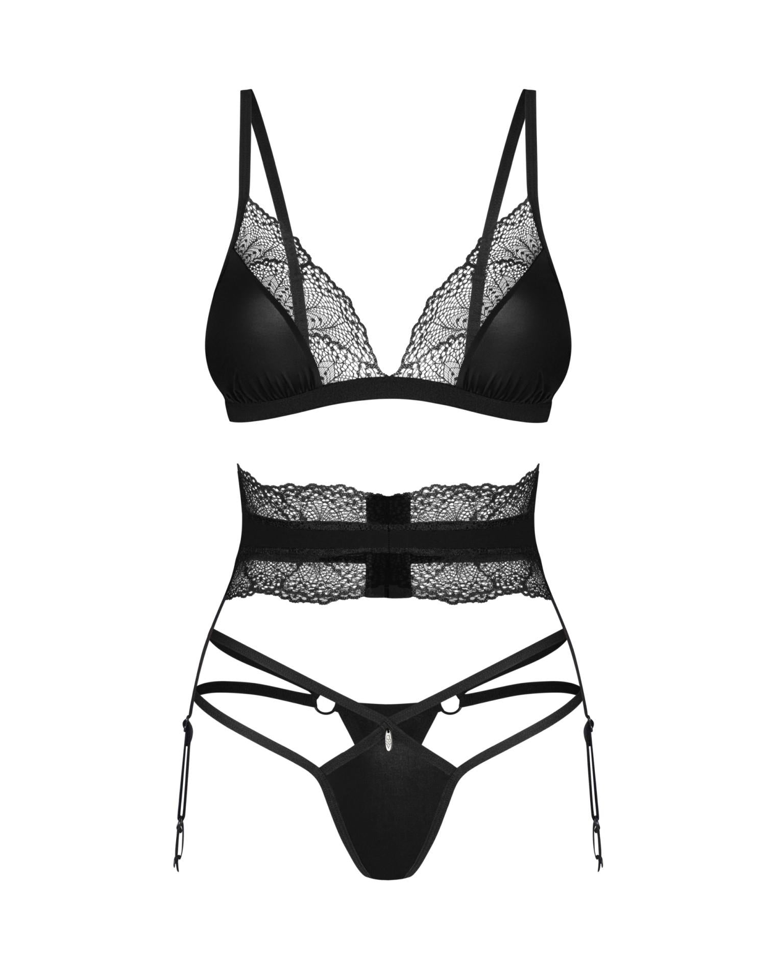 Set Lobellis Obsessive Lace Negru XL/2XL
